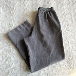 Vintage Alfred Dunner Corduroy Pants Womens 10 Petite Gray Elastic High Waist